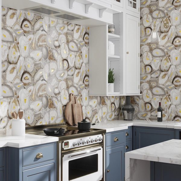 Preciosa Beige Geode and Gold Porcelain Tile Fashion - Image 3