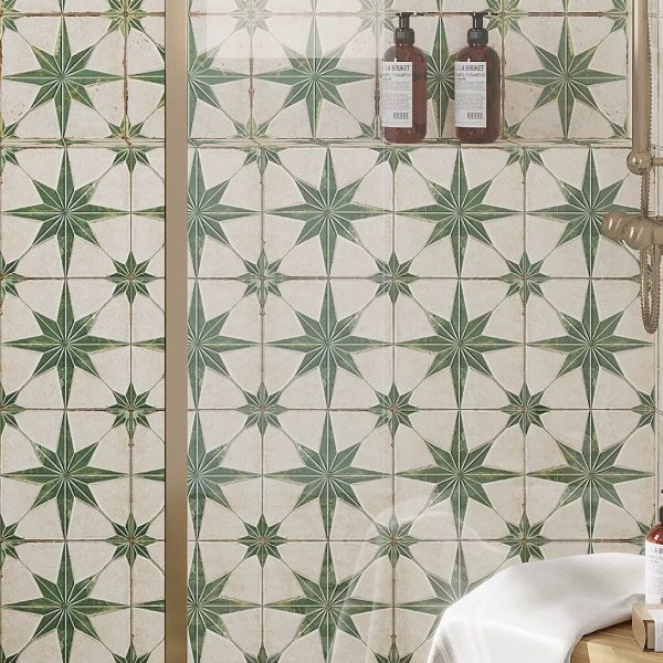 San Clemente Green Star 8.78 x 8.78 Porcelain Tile Online now