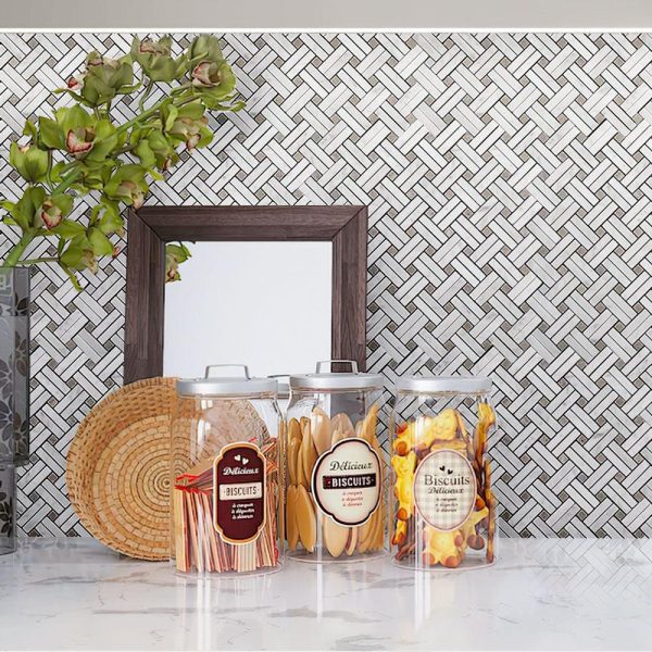 Diagonal Double Weave Carrara Marble Mosaic Tile Cheap - Image 5