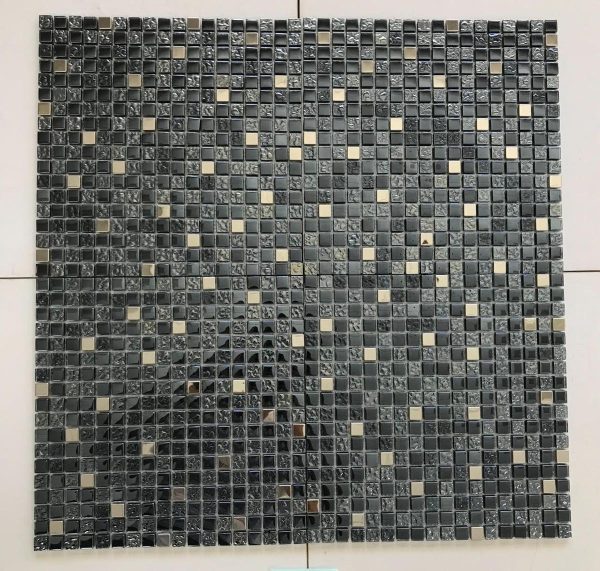 Breeze Gray Glass & Metal Mosaic Tile For Cheap - Image 3